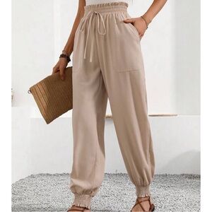 SHEIN Beige Elastic Waist Joggers
